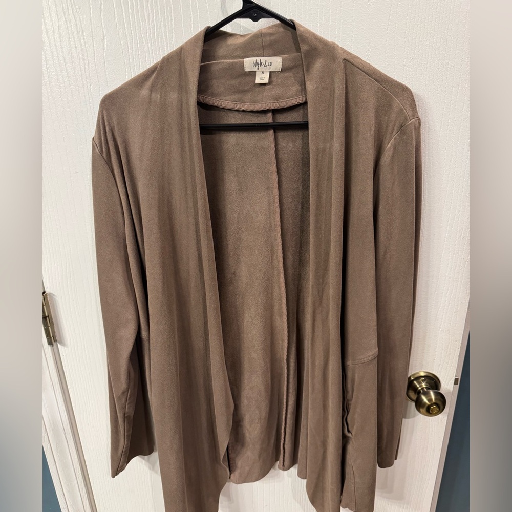 Taupe Open Front Cardigan